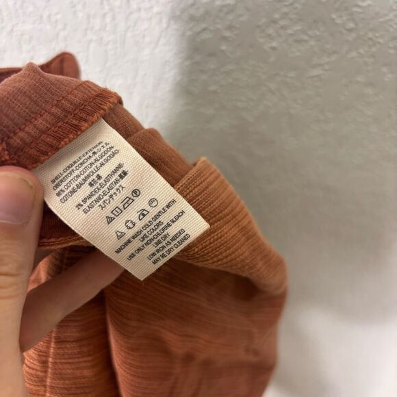 Free People Orange Striped Button Front Mini Skirt Size 4 - Picture 6 of 6